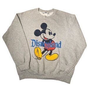 Disneyland Mickey Mouse Grey Crewneck Sweater Fleece Inside Medium